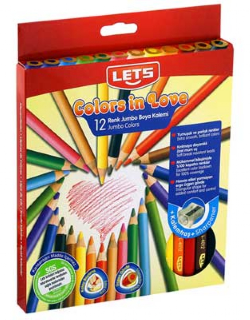 Lets 12 Renk Jumbo Boya Kalemi